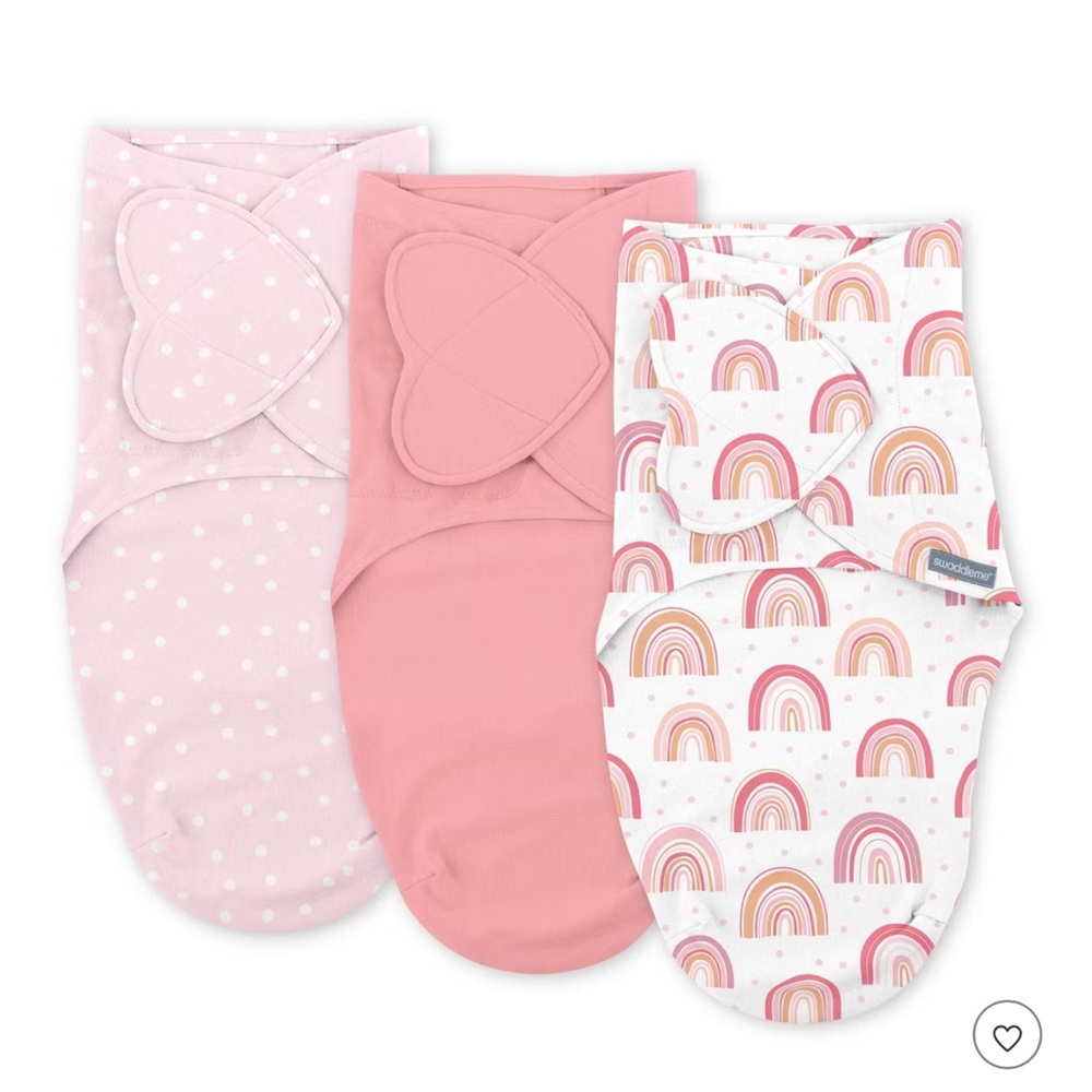 SwaddleMe Set of Three Baby Swaddles in Pink and Rainbow